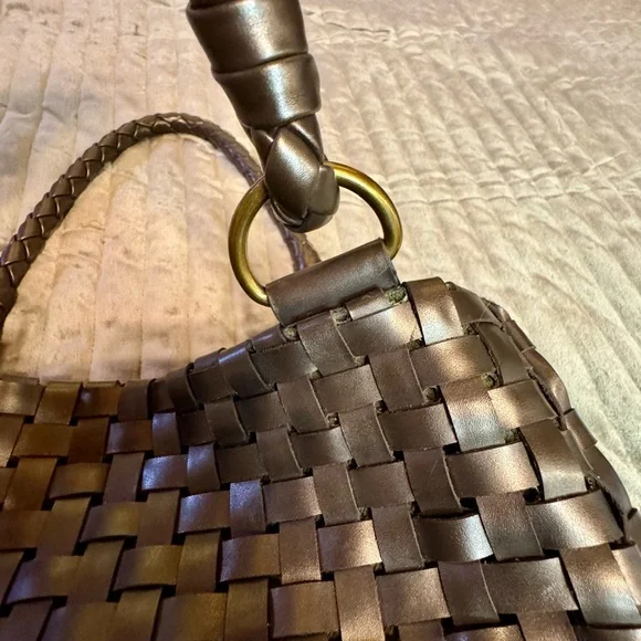 Nine West Metallic “Vegan Leather” Woven Shoulder Bag - Picture 8 of 14